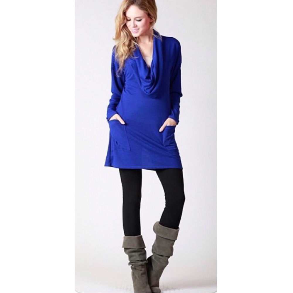 Boutique Cowl Neck Button Sweater Dress